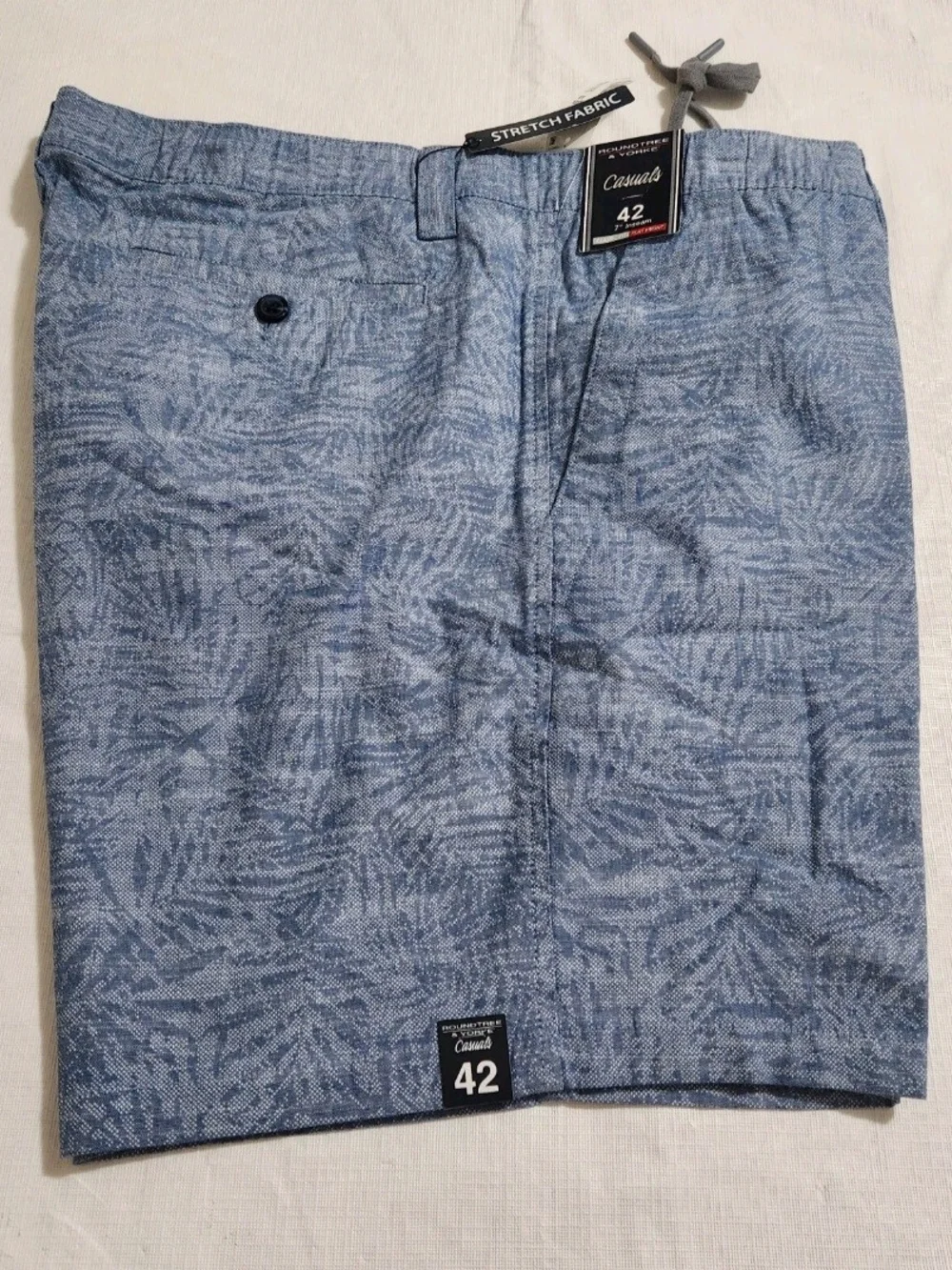 Roundtree & Yorke Mens Size 42 Shorts Blue Flat Ft Stretch Casuals Inseam 7 06
